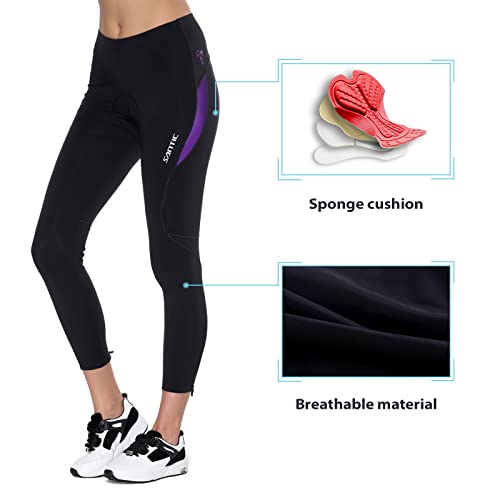 Santic Culote Ciclismo Mujer Culote Bicicleta Pantalones Largos de Ciclismo/Bicicleta/MTB con Badana para Mujeres Violeta EU L