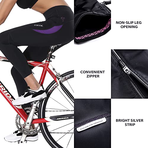 Santic Culote Ciclismo Mujer Culote Bicicleta Pantalones Largos de Ciclismo/Bicicleta/MTB con Badana para Mujeres Violeta EU M