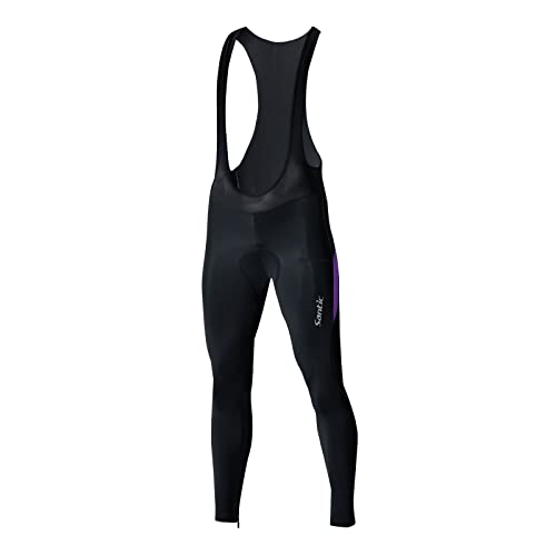 Santic Culote Ciclismo Mujer Largo Culote Bicicleta Montaña/MTB con Badana con Tirante con Bolsillo Morado EU M