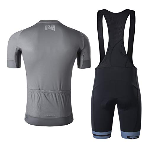 Santic Hombre Traje de Ciclismo Culotte Bici Ropa Hombre Verano Maillot Bicicleta Hombre Respirable Elasticidad Gris EU M