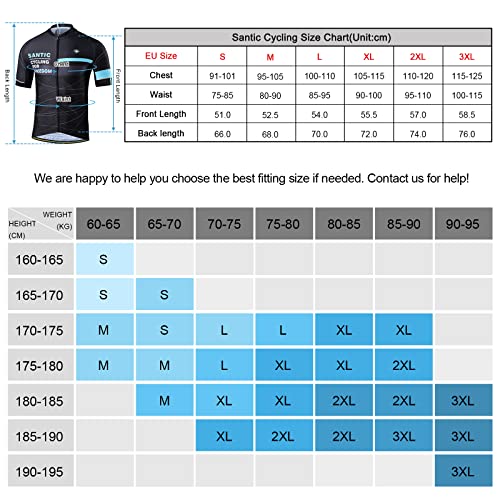 Santic Maillot Bicicleta Hombre, Maillot Ciclismo Hombre, Camiseta y Camisa de Ciclismo para Hombres con Mangas Cortas Azul EU Talla S