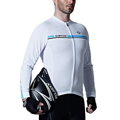 Santic Maillot Bicicleta Hombre Manga Larga MTB Maillot Ciclismo Hombre Otoño/Invierno White EU L