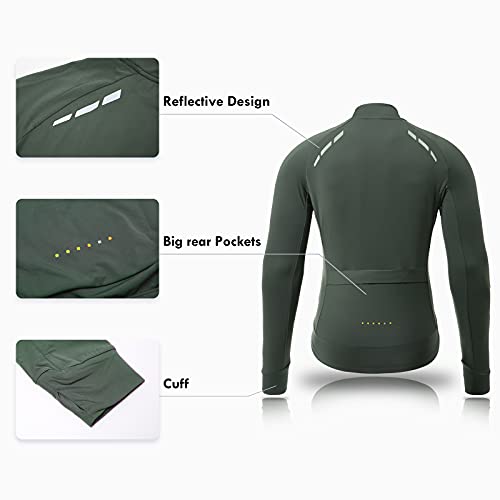 Santic Maillot Ciclismo Hombre Largas Invierno Térmico Maillot Bicicleta Verde EU XL