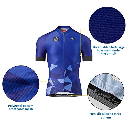 Santic Maillot Ciclismo Hombre Maillot Bicicleta con Mangas Cortas Camiseta Ciclismo Verano Azul EU L