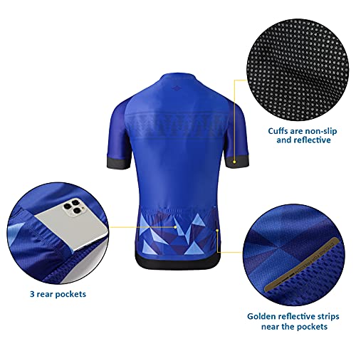 Santic Maillot Ciclismo Hombre Maillot Bicicleta con Mangas Cortas Camiseta Ciclismo Verano Azul EU L