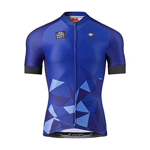 Santic Maillot Ciclismo Hombre Maillot Bicicleta con Mangas Cortas Camiseta Ciclismo Verano Azul EU L