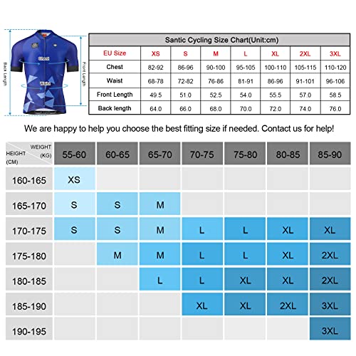 Santic Maillot Ciclismo Hombre Maillot Bicicleta con Mangas Cortas Camiseta Ciclismo Verano Azul EU L