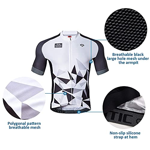 Santic Maillot Ciclismo Hombre Maillot Bicicleta con Mangas Cortas Camiseta Ciclismo Verano Blanco EU L