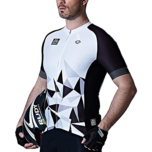 Santic Maillot Ciclismo Hombre Maillot Bicicleta con Mangas Cortas Camiseta Ciclismo Verano Blanco EU M