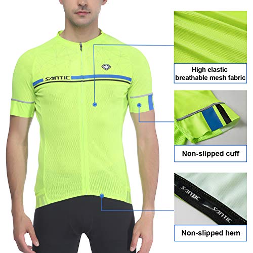 Santic Maillot Ciclismo Hombre Verano Maillot Bicicleta Montaña Bike MTB Camiseta con Mangas Cortas Verde EU L