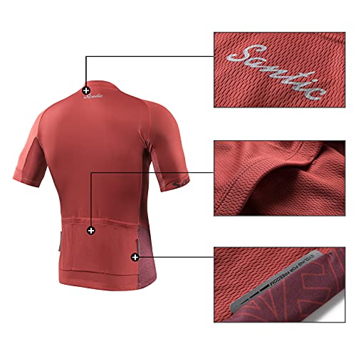 Santic Maillot Ciclista Hombre Top Ciclismo Bicicleta Bici Transpirable Secado Rápido Jersey Ciclista Yorkson Rojo EU XL