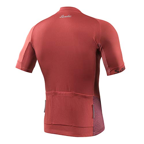 Santic Maillot Ciclista Hombre Top Ciclismo Bicicleta Bici Transpirable Secado Rápido Jersey Ciclista Yorkson Rojo EU XL