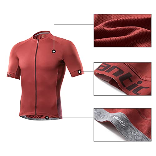 Santic Maillot Ciclista Hombre Top Ciclismo Bicicleta Bici Transpirable Secado Rápido Jersey Ciclista Yorkson Rojo EU XL