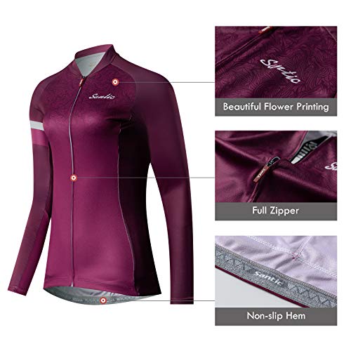 Santic Maillot Ciclista Mujer Top Ciclismo Bicicleta Bici Transpirable Secado Rápido Reflectante Jersey Ciclista Andrea Violet EU M