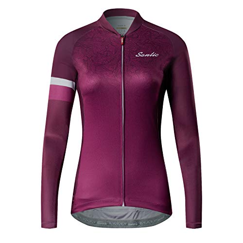 Santic Maillot Ciclista Mujer Top Ciclismo Bicicleta Bici Transpirable Secado Rápido Reflectante Jersey Ciclista Andrea Violet EU M