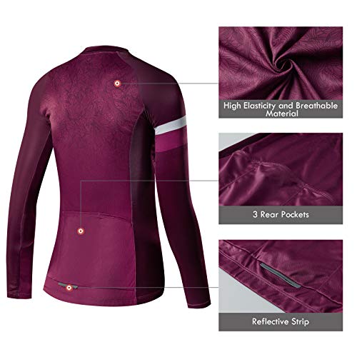 Santic Maillot Ciclista Mujer Top Ciclismo Bicicleta Bici Transpirable Secado Rápido Reflectante Jersey Ciclista Andrea Violet EU XL