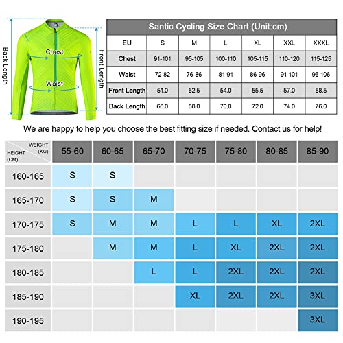 Santic Maillots Ciclismo Hombre Camisetas Ciclismo Manga Larga Verde EU S