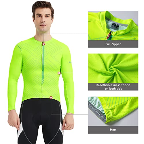 Santic Maillots Ciclismo Hombre Camisetas Ciclismo Manga Larga Verde EU S