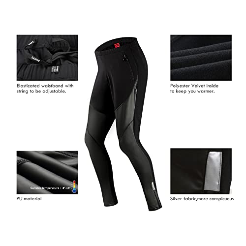 Santic Pantalon Bicicleta Hombre Largo Pantalones Ciclismo MTB Montaña Invierno Térmicos Negro EU XL