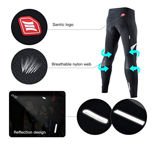 Santic Pantalon Bicicleta Hombre Largo,Transpirable Bicicleta Largos con Acolchado de Gel 4D MTB Ciclismo Pantalones Largos