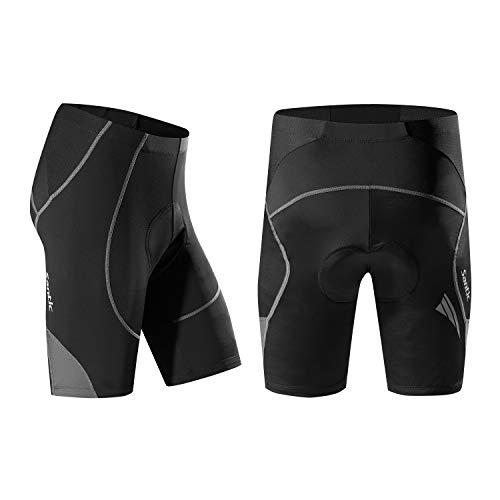 Santic Pantalon Ciclismo Hombre Corto Pantalones Bicicleta Hombre Montaña/MTB Acolchado con Badana/Almohadilla Gris EU L