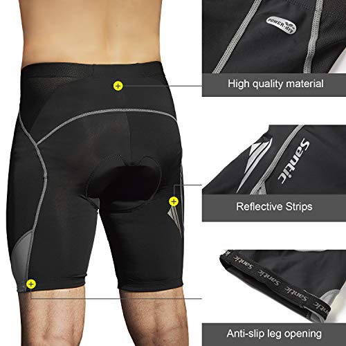 Santic Pantalon Ciclismo Hombre Corto Pantalones Bicicleta Hombre Montaña/MTB Acolchado con Badana/Almohadilla Gris EU L