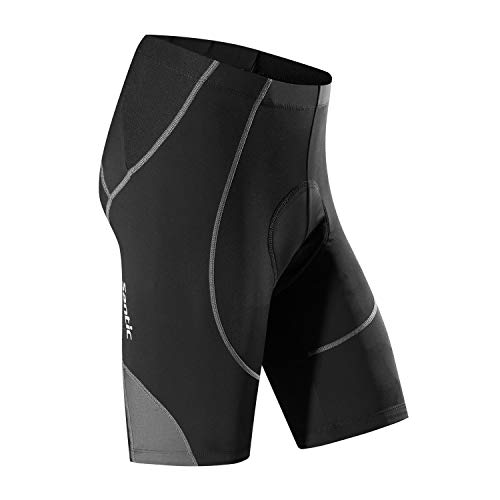 Santic Pantalon Ciclismo Hombre Corto Pantalones Bicicleta Hombre Montaña/MTB Acolchado con Badana/Almohadilla Gris EU S