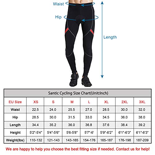 Santic Pantalon Ciclismo Hombre Largo Pantalon Bicicleta Pantalones Ciclista Hombre Largos Pantalon MTB Hombre Negro-Rojo EU XL