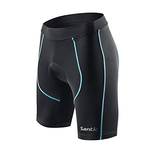 Santic Pantalon Ciclismo Mujer Corto Pantalones Bicicleta Mujer Montaña/MTB para Verano con la Badana/Almohadilla Azul EU L