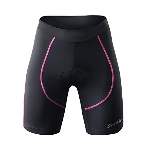 Santic Pantalon Ciclismo Mujer Corto Pantalones Bicicleta Mujer Montaña/MTB para Verano con la Badana/Almohadilla Rosa EU M