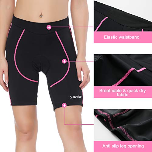 Santic Pantalon Ciclismo Mujer Corto Pantalones Bicicleta Mujer Montaña/MTB para Verano con la Badana/Almohadilla Rosa EU M