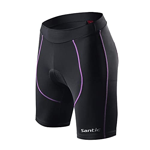 Santic Pantalon Ciclismo Mujer Corto Pantalones Bicicleta Mujer Montaña/MTB para Verano con la Badana/Almohadilla Violado EU XL