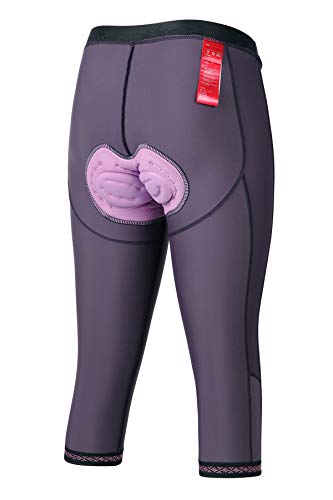 Santic Pantalon Ciclismo Mujer Culotte 3/4 Bicicleta Largo Badana Acolchado Las Medias Transpirables Antideslizante M