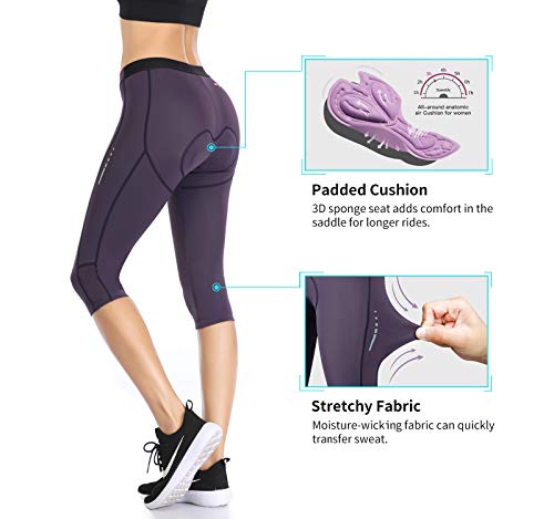 Santic Pantalon Ciclismo Mujer Culotte 3/4 Bicicleta Largo Badana Acolchado Las Medias Transpirables Antideslizante M