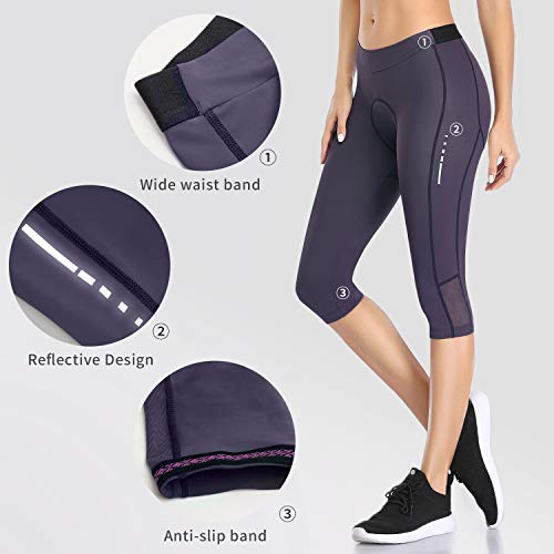 Santic Pantalon Ciclismo Mujer Culotte 3/4 Bicicleta Largo Badana Acolchado Las Medias Transpirables Antideslizante M