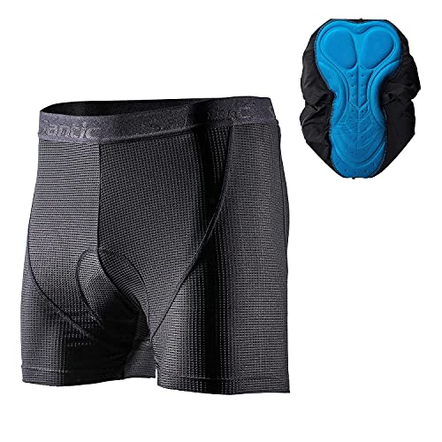 Santic Pantalon Corto Ciclismo Hombre Pantalon Bicicleta Hombre MTB Pantalones Ciclista Acolchado con Calzoncillos Ciclismo con Badana Gris EU XL