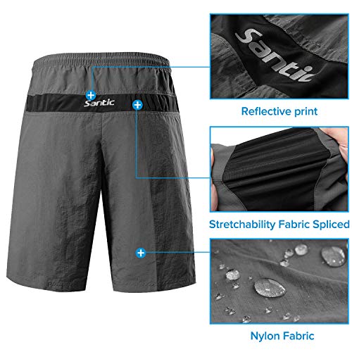 Santic Pantalon Corto Ciclismo Hombre Pantalon Bicicleta Hombre MTB Pantalones Ciclista Acolchado con Calzoncillos Ciclismo con Badana Gris EU XL