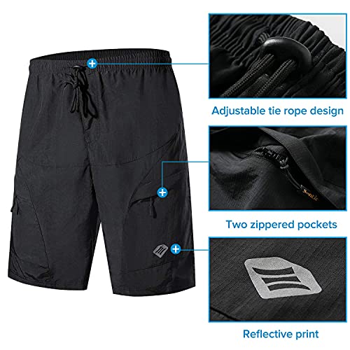 Santic Pantalon Corto Ciclismo Hombre Pantalon Bicicleta Hombre MTB Pantalones Ciclista Acolchado con Calzoncillos Ciclismo con Badana Negro EU L