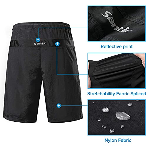 Santic Pantalon Corto Ciclismo Hombre Pantalon Bicicleta Hombre MTB Pantalones Ciclista Acolchado con Calzoncillos Ciclismo con Badana Negro EU L