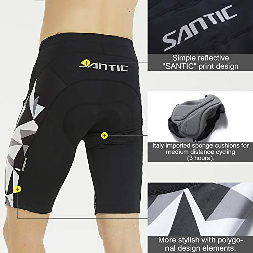 Santic Pantalones Ciclismo Hombre Corto Pantalon Bicicleta Hombre Acolchado Pantalon Ciclismo Montaña/MTB con Badana para Verano Gris EU L