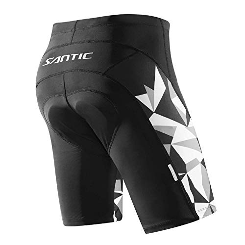 Santic Pantalones Ciclismo Hombre Corto Pantalon Bicicleta Hombre Acolchado Pantalon Ciclismo Montaña/MTB con Badana para Verano Gris EU L