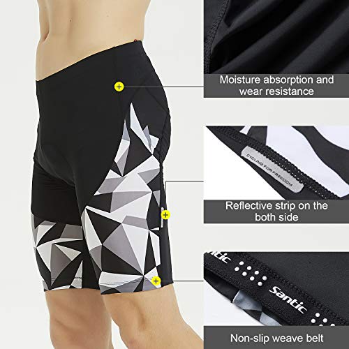 Santic Pantalones Ciclismo Hombre Corto Pantalon Bicicleta Hombre Acolchado Pantalon Ciclismo Montaña/MTB con Badana para Verano Gris EU L