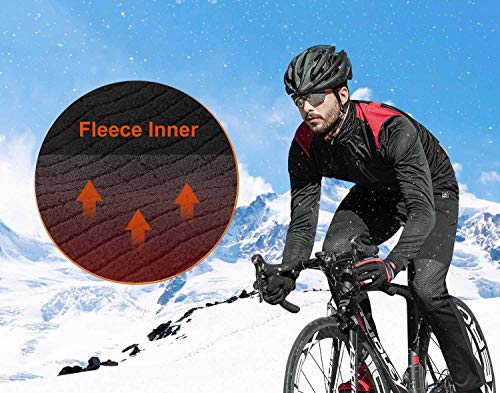 Santic Pantalones Ciclismo Hombre Forro de Lana Invierno Térmico a Prueba de Viento Deportivo para Senderismo Montaña Escalada al Aire Libre Negro