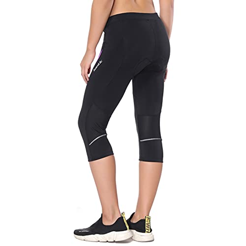 Santic Pantalones Cortos Ciclismo Mujer con Badana 3/4 Pantalon Bicicleta Mujer con Badana/Protecciones Violado EU L