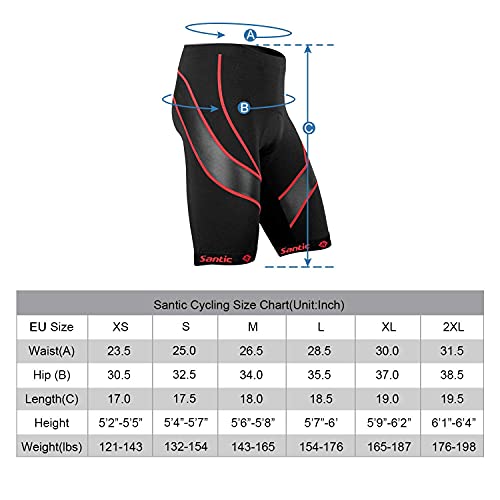 Santic Pantalones Cortos de Ciclismo para la Bicicleta con Badana con Acolchadito,con Almohadilla para Hombres Rojo S