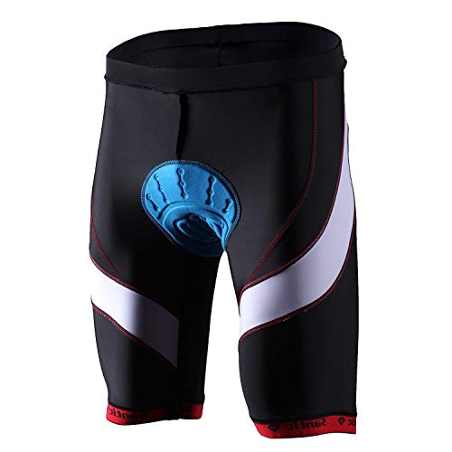 Santic Pantalones Cortos de Ciclismo para la Bicicleta con Badana con Acolchadito,con Almohadilla para Hombres Rojo S