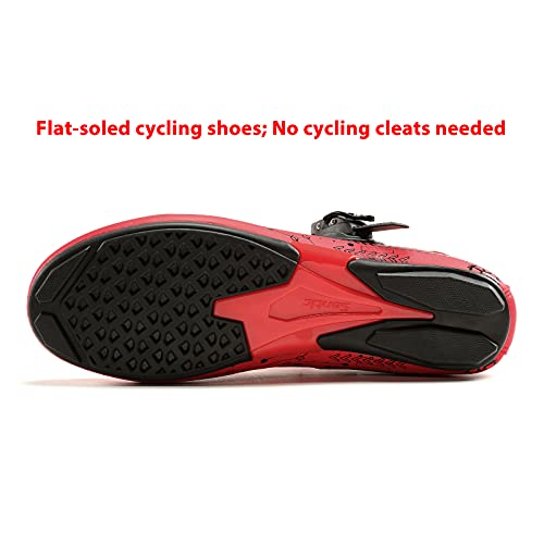 Santic Zapatillas Ciclismo Carretera Zapatillas Bicicleta de Plantilla Plana para Hombres y Mujers Rojo EU 44