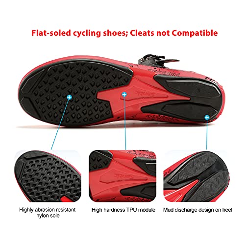 Santic Zapatillas Ciclismo Carretera Zapatillas Bicicleta de Plantilla Plana para Hombres y Mujers Rojo EU 44