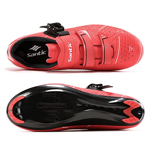 Santic Zapatillas Ciclismo Carretera Zapatillas Bicicleta para Hombres y Mujers Rojo EU 44