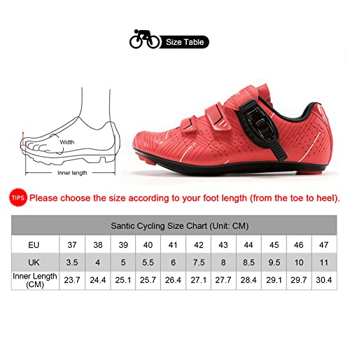 Santic Zapatillas Ciclismo Carretera Zapatillas Bicicleta para Hombres y Mujers Rojo EU 44